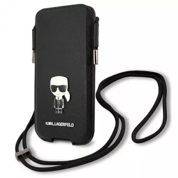 Karl Lagerfeld Saffiano Ikonik tvrda maska za Apple iPhone 12 Pro Max, crna