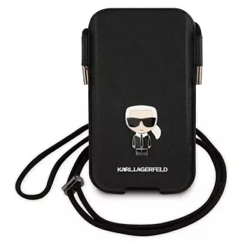 Karl Lagerfeld Saffiano Ikonik tvrda maska za Apple iPhone 12 Pro Max, crna