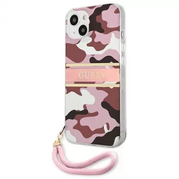 Guess GUHCP13MKCABPI tvrda maska za iPhone 13 / 14 / 15 6,1 inch ružičasta Camo Strap Collection