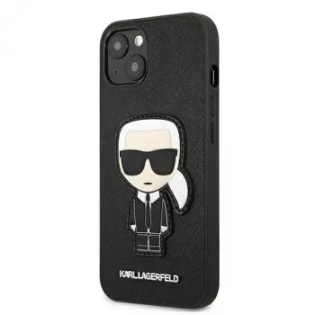 Karl Lagerfeld KLHCP13SOKPK iPhone 13 Mini 5,4 inch crna tvrda futrola Saffiano Ikonik Karl Patch
