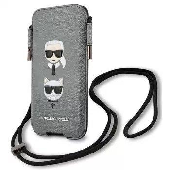 Karl Lagerfeld Ikonik Saffiano tvrda futrola za Apple iPhone 12 / 12 Pro 6,1 inch siva