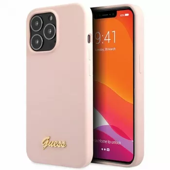 Guess silikonska tvrda futrola Script Gold Logo za Apple iPhone 13 Pro Max 6,7 inch - svijetloružičasta