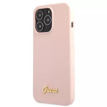 Guess silikonska tvrda futrola Script Gold Logo za Apple iPhone 13 Pro Max 6,7 inch - svijetloružičasta