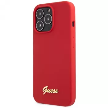 Guess GUHCP13XLSLMGRE iPhone 13 Pro Max 6,7 inch bordo silikonska tvrda futrola s vintage zlatnim logom