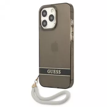Guess GUHCP13LHTSGSK prozirna tvrda futrola s ručnom petljom za Apple iPhone 13 Pro / iPhone 13, crna