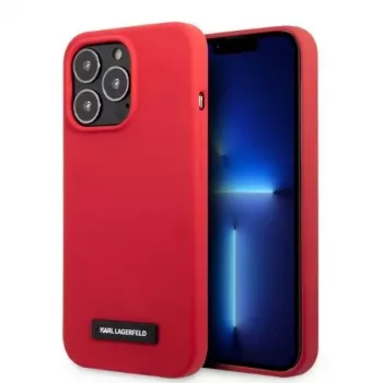 Karl Lagerfeld KLHCP13LSLMP1R silikonska tvrda futrola s pločicom za iPhone 13 Pro / 13 6,1 inch crvena