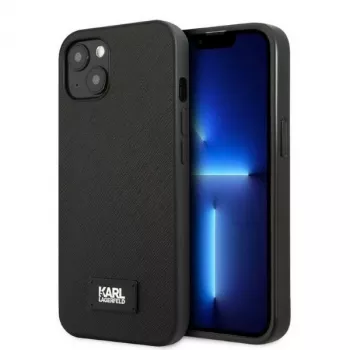 Karl Lagerfeld KLHCP13SSFMP2K Saffiano tvrda futrola s pločicom za iPhone 13 mini crna