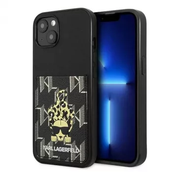 Karl Lagerfeld KF001284 Karlimals tvrda futrola s pretincem za kartice za iPhone 13/14/15 6,1 inch crna