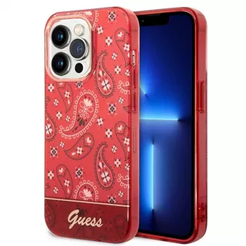 Guess GUHCP14LHGBNHR tvrda futrola Bandana Paisley za Apple iPhone 14 Pro 6,1 inch crvena