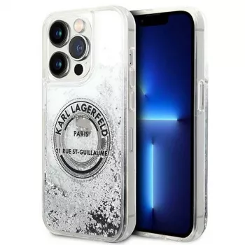 Karl Lagerfeld KLHCP14XLCRSGRS Liquid Glitter tvrda futrola za Apple iPhone 14 Pro Max 6,7 inch srebrna