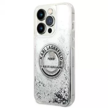 Karl Lagerfeld KLHCP14XLCRSGRS Liquid Glitter tvrda futrola za Apple iPhone 14 Pro Max 6,7 inch srebrna