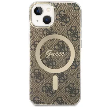 Guess GUHMP13MH4STW iPhone 13 / 14 / 15 6,1 inch smeđa tvrda futrola s MagSafe