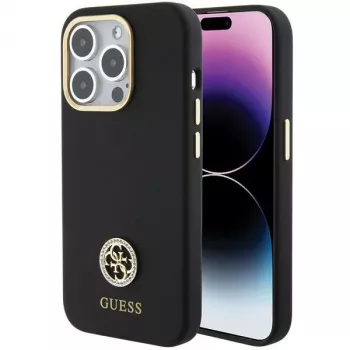 Guess GUHCP15LM4DGPK iPhone 15 Pro 6,1 inch crna tvrda futrola Silicone Logo Strass 4G