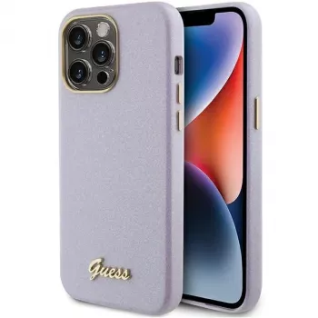 Guess GUHCP15LPGMCSL sjajna tvrda maska Glitter Script za iPhone 15 Pro 6,1 inch - ljubičasta