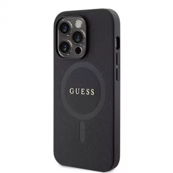 GUESS Saffiano PU MagSafe futrola za iPhone 15 Pro crna