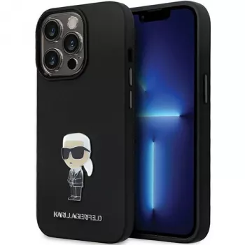 Karl Lagerfeld KLHCP14XSMHKNPK silikonska Ikonik Metal Pin stražnja futrola za Apple iPhone 14 Pro Max 6,7 crna