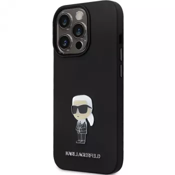 Karl Lagerfeld KLHCP14XSMHKNPK silikonska Ikonik Metal Pin stražnja futrola za Apple iPhone 14 Pro Max 6,7 crna