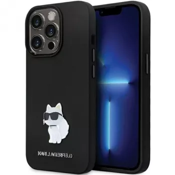 Karl Lagerfeld KLHCP14LSMHCNPK silikonska futrola C metalni privjesak za iPhone 14 Pro 6,1 inch crna