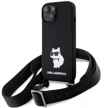 Karl Lagerfeld KLHCP15SSCBSCNK iPhone 15 / 14 / 13 6.1 tvrda futrola crna Crossbody silikonska Choupette