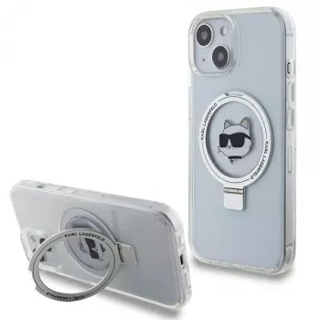 Karl Lagerfeld KLHMP15SHMRSCHH iPhone 15 / 14 / 13 6,1 inch bijela tvrda futrola s prstenom Choupette Head MagSafe
