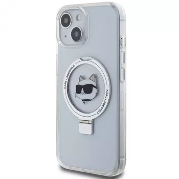 Karl Lagerfeld KLHMP15SHMRSCHH iPhone 15 / 14 / 13 6,1 inch bijela tvrda futrola s prstenom Choupette Head MagSafe