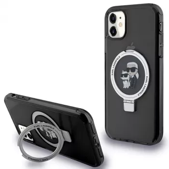Karl Lagerfeld KLHMN61HMRSKCK tvrda futrola s prstenom za iPhone 11 / Xr 6.1 crna MagSafe Karl & Choupette