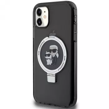 Karl Lagerfeld KLHMN61HMRSKCK tvrda futrola s prstenom za iPhone 11 / Xr 6.1 crna MagSafe Karl & Choupette