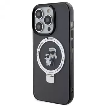 Karl Lagerfeld KLHMP15XHMRSKCK iPhone 15 Pro Max 6,7 inch crna tvrda futrola s prstenom Karl & Choupette MagSafe