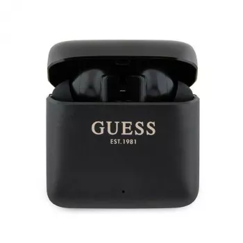Guess bežične stereo Bluetooth slušalice s tiskom logotipa i futrolom za punjenje (crne)