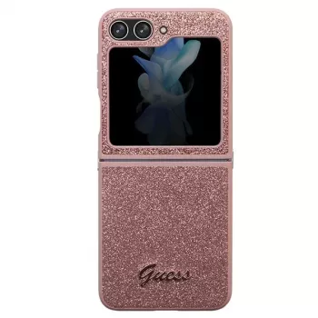 Guess GUHCZF5HGGSHP F731 Glitter Script tvrda futrola za Samsung Galaxy Z Flip5, ružičasta