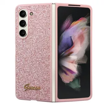 Guess GUHCZFD5HGGSHP F946 Glitter Script tvrda futrola za Samsung Galaxy Z Fold5 ružičasta
