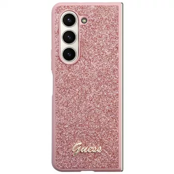 Guess GUHCZFD5HGGSHP F946 Glitter Script tvrda futrola za Samsung Galaxy Z Fold5 ružičasta