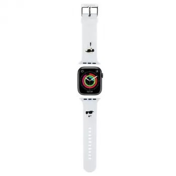 Karl Lagerfeld KLAWMSLKCNH remen za Apple Watch 38/40/41mm bijeli 3D Rubber Karl & Choupette Heads