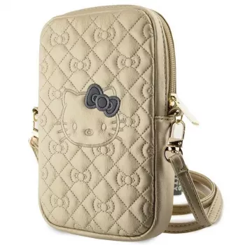 Hello Kitty prošivena torbica za telefon s remenom Quilted Bows zlatna