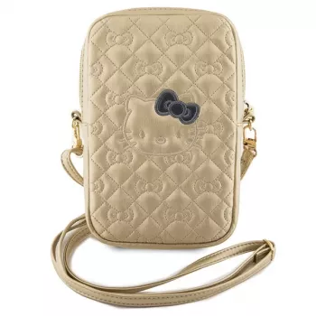 Hello Kitty prošivena torbica za telefon s remenom Quilted Bows zlatna
