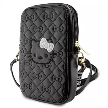 Hello Kitty prošivena torbica za telefon s remenom Quilted Bows (crna)