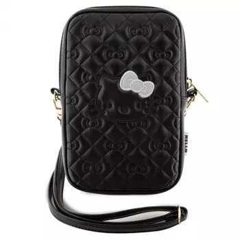 Hello Kitty prošivena torbica za telefon s remenom Quilted Bows (crna)