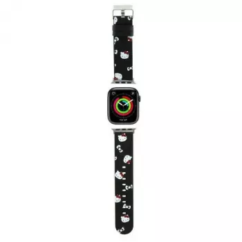 Hello Kitty HKAWMPSAPSK remen za Apple Watch 38/40/41mm crni silikonski uzorak Heads & Bows