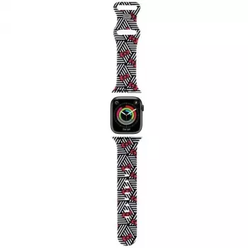 Hello Kitty HKAWMSDIEZK silikonski remen za Apple Watch 38/40/41mm crni s mašnama i prugama