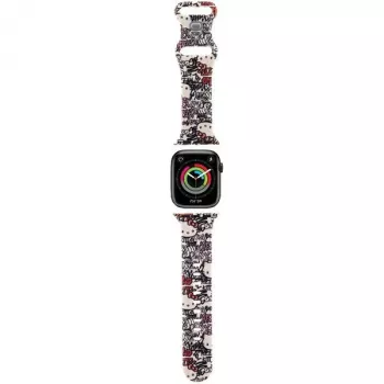 Hello Kitty HKAWMSDGPTE remen za Apple Watch 38/40/41mm bež silikonski Graffiti Tags