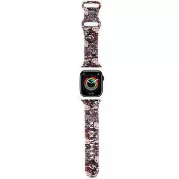 Hello Kitty HKAWMSDGPTP silikonski remen za Apple Watch 38/40/41mm ružičasti Graffiti Tags