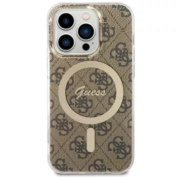Guess GUHMP15LH4STW tvrda futrola za Apple iPhone 15 Pro 6,1 inch smeđa IML 4G MagSafe