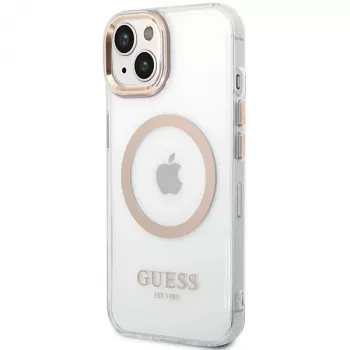 Guess GUHMP15MHTRMD Metal Outline tvrda futrola za iPhone 15 Plus / 14 Plus 6,7 inch zlatna s MagSafe