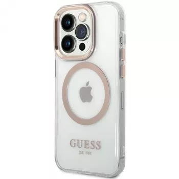 Guess GUHMP15XHTRMD Metal Outline tvrda futrola za Apple iPhone 15 Pro Max, zlatna, kompatibilna s MagSafe