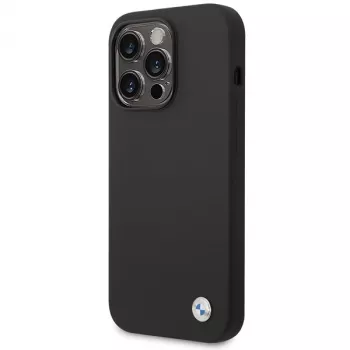 BMW BMHCP15XSILBK Silicone Case for iPhone 15 Pro Max 6.7 inch Black with Metal Logo