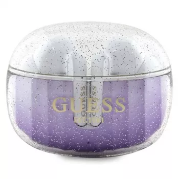 Guess Glitter Gradient True Wireless Bluetooth slušalice s futrolom za punjenje (ljubičaste)
