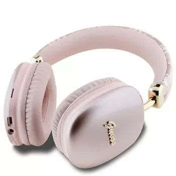 Guess Gcube Metallic Script Logo on-ear Bluetooth slušalice ružičaste