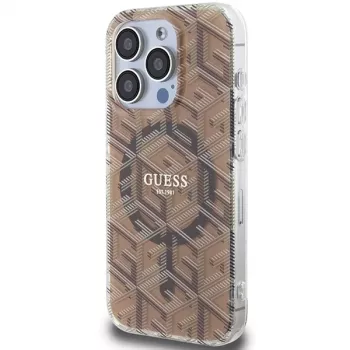 Guess G-Cube tvrda futrola za iPhone 15 Pro 6,1 inch smeđa IML MagSafe