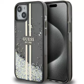 Guess GUHCP15MLFCSEGK Liquid Glitter Gold Stripes tvrda futrola za iPhone 15 Plus / 14 Plus 6,7 inch - crna
