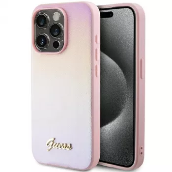 Guess GUHCP15XPSAIRSP Saffiano Iridescent Script tvrda futrola za Apple iPhone 15 Pro Max 6,7